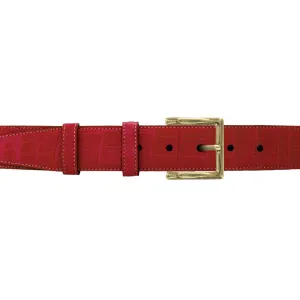 1 1/2" Cherry Seasonal Belt with Regis Dress Buckle in Brass