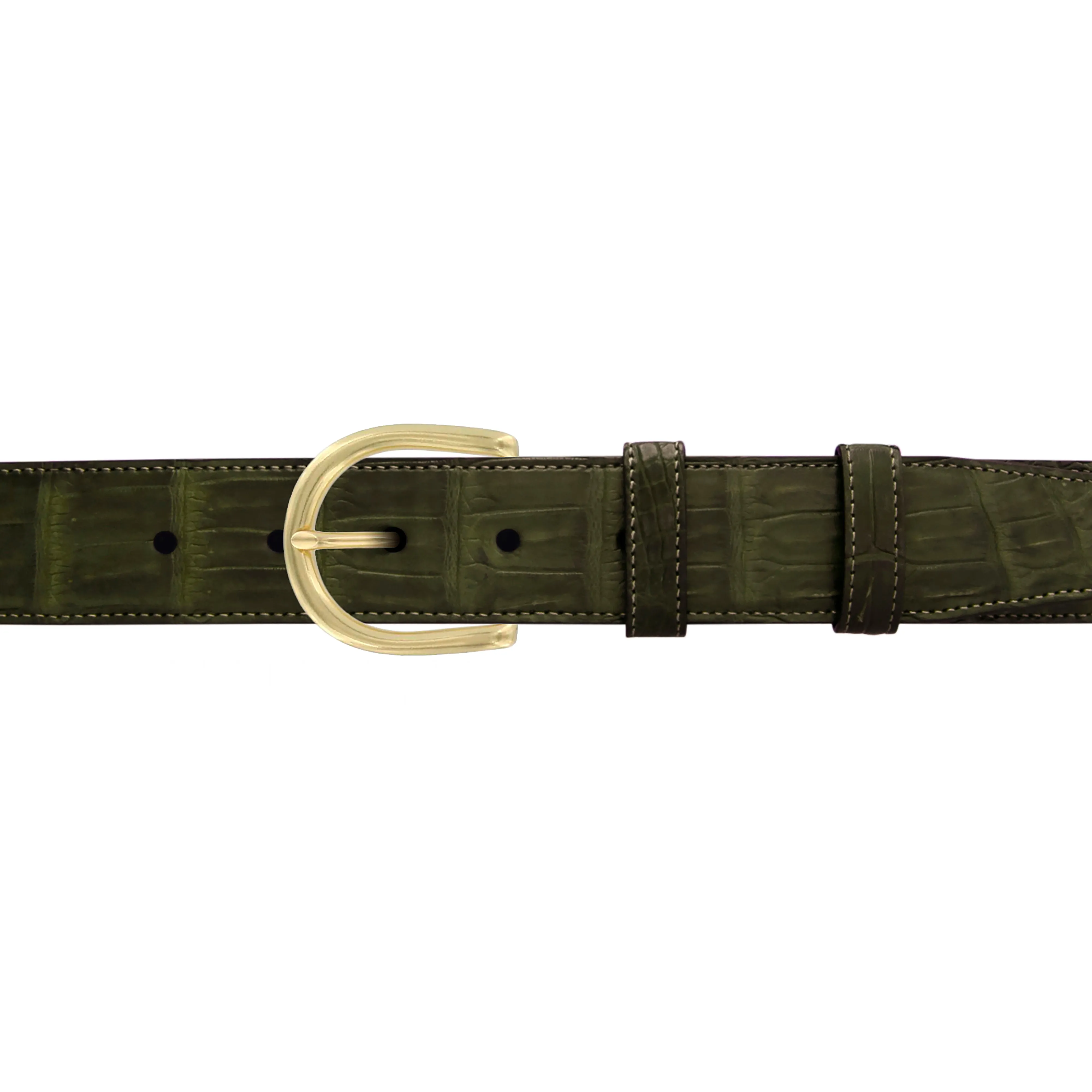 1 1/2" Olive Seasonal Belt with Denver Casual Buckle in Brass