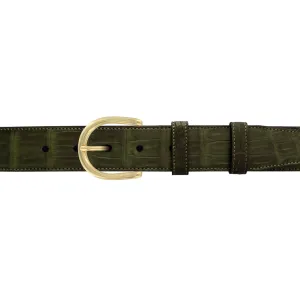 1 1/2" Olive Seasonal Belt with Denver Casual Buckle in Brass