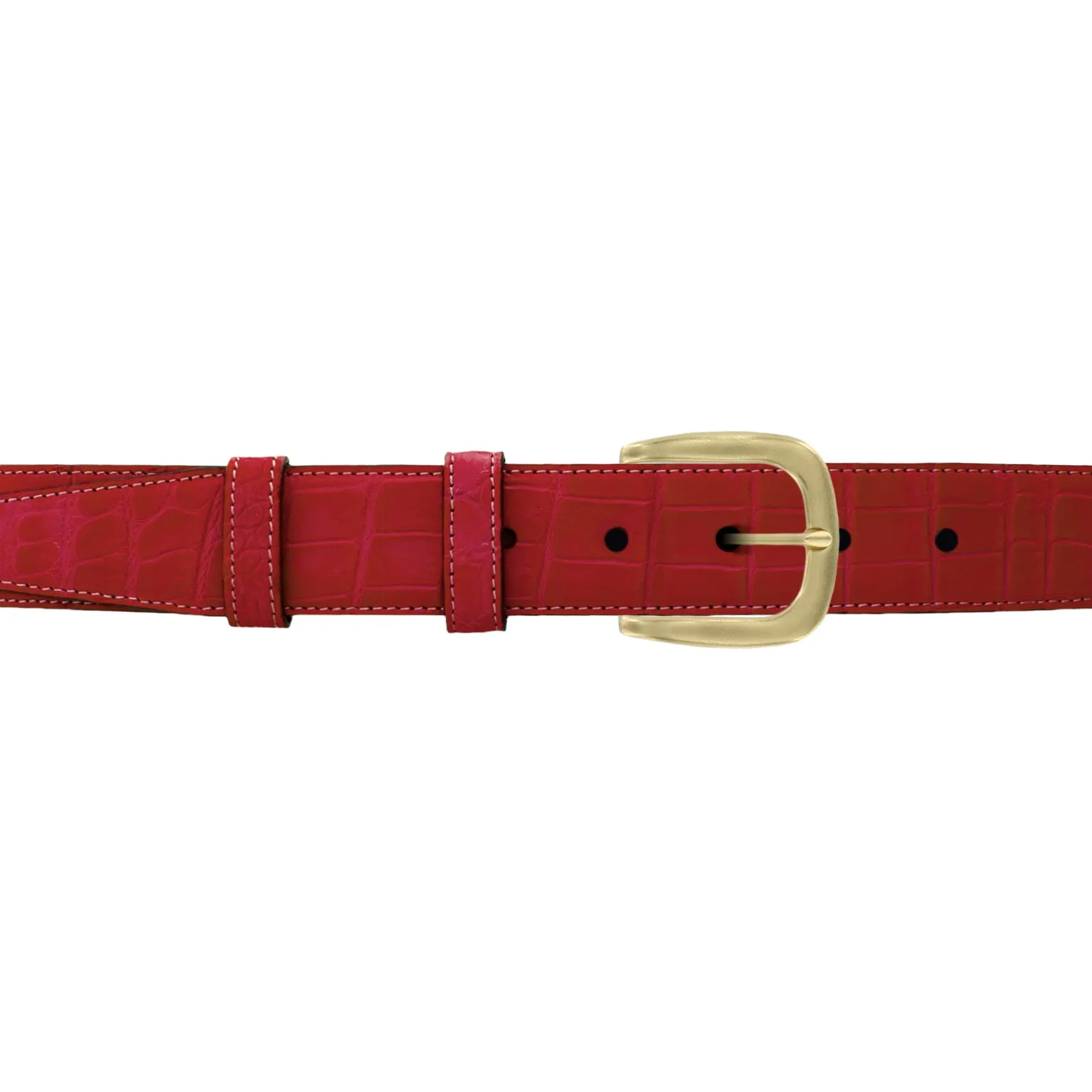 1 1/4" Cherry Seasonal Belt with Oxford Cocktail Buckle in Brass