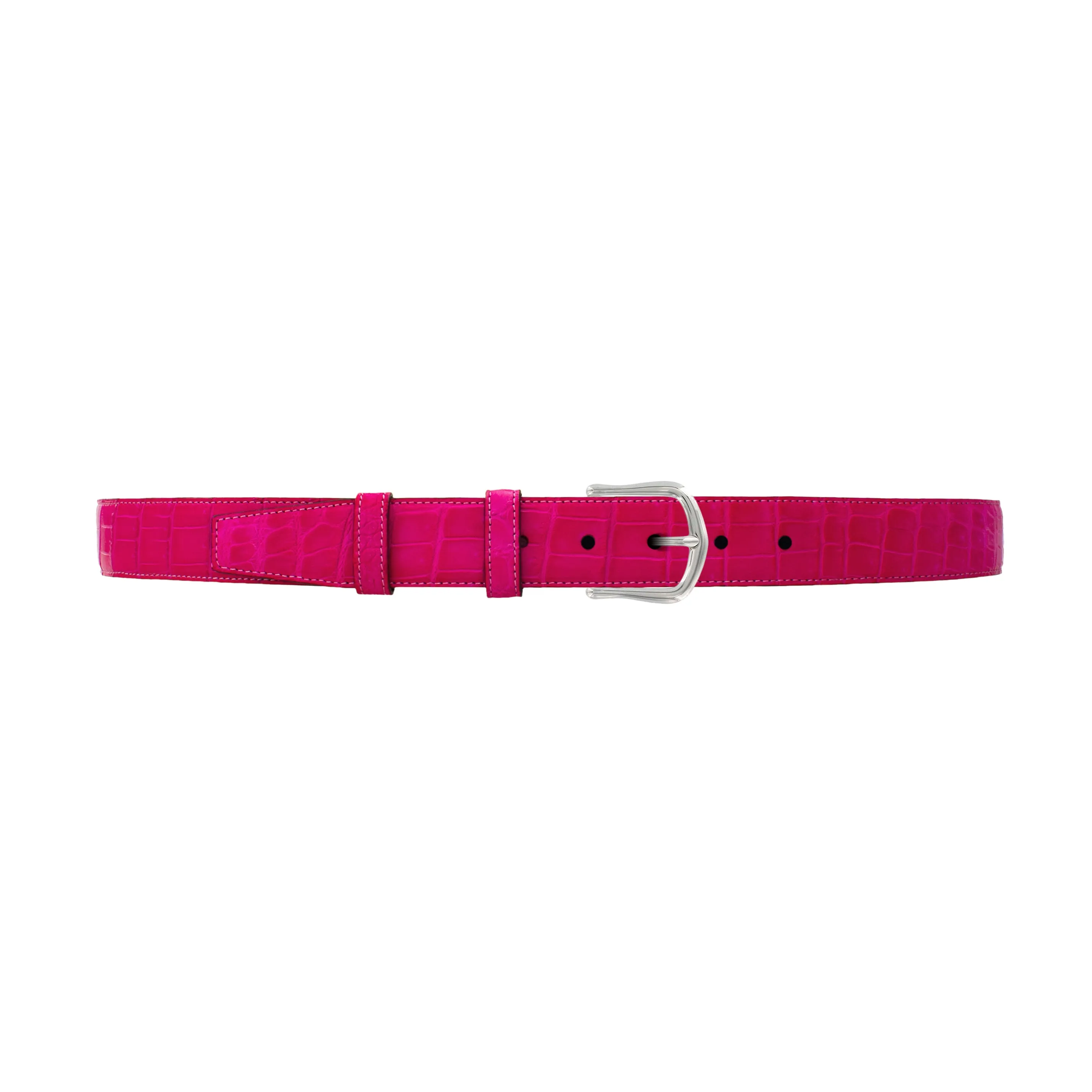 1 1/4" Fuchsia Seasonal Belt with Derby Cocktail Buckle in Polished Nickel