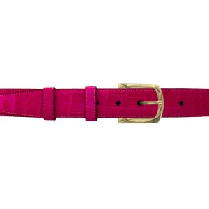 1 1/4" Magenta Seasonal Belt with Sutton Dress Buckle in Brass