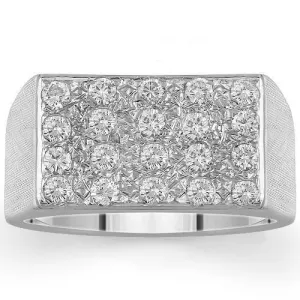 14K White Solid Gold Mens Diamond Ring 1.50  Ctw