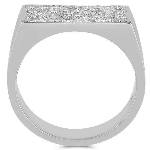 14K White Solid Gold Mens Diamond Ring 1.50  Ctw