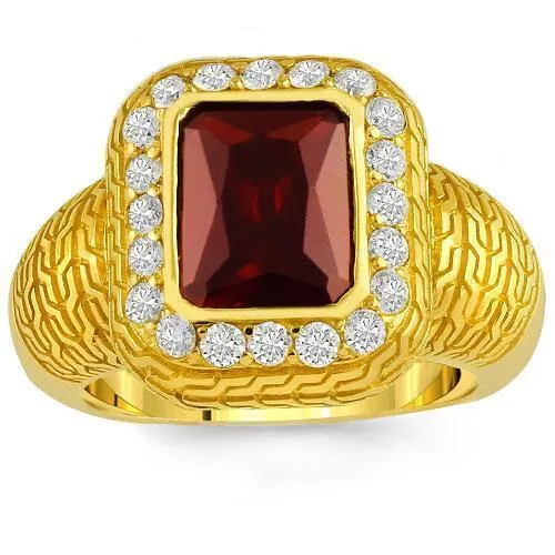 14K Yellow Solid Gold Diamond Mens Red Ruby Ring 0.50 Ctw