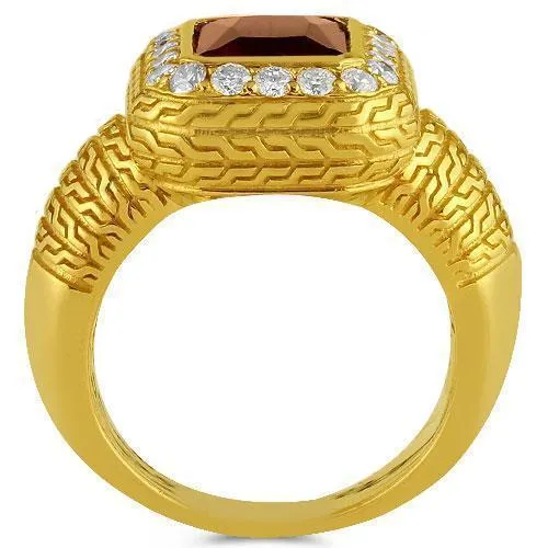 14K Yellow Solid Gold Diamond Mens Red Ruby Ring 0.50 Ctw