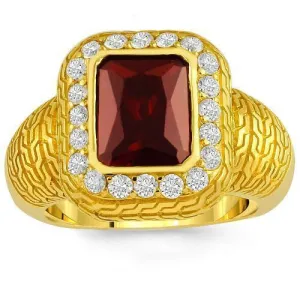14K Yellow Solid Gold Diamond Mens Red Ruby Ring 0.50 Ctw