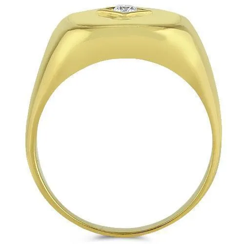 14K Yellow Solid Gold Mens Diamond Ring 0.15 Ctw