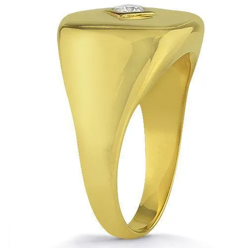 14K Yellow Solid Gold Mens Diamond Ring 0.15 Ctw