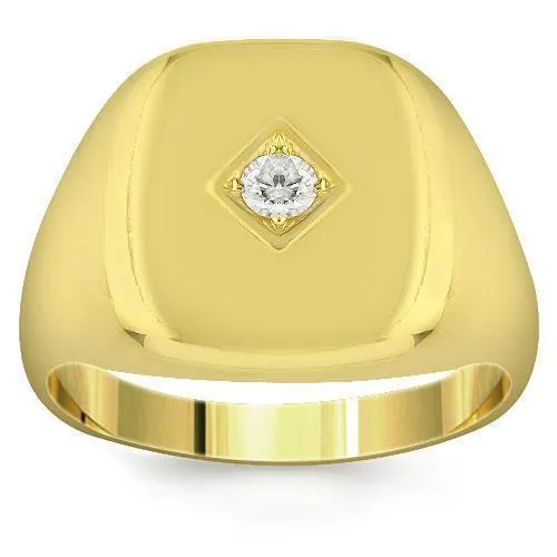 14K Yellow Solid Gold Mens Diamond Ring 0.15 Ctw