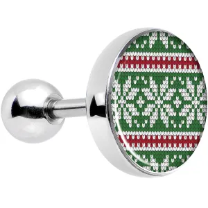 16 Gauge 1/4 Green Red Christmas Sweater Tragus Cartilage Earring