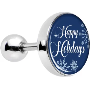 16 Gauge 1/4 Happy Holidays Snowflake Tragus Cartilage Earring