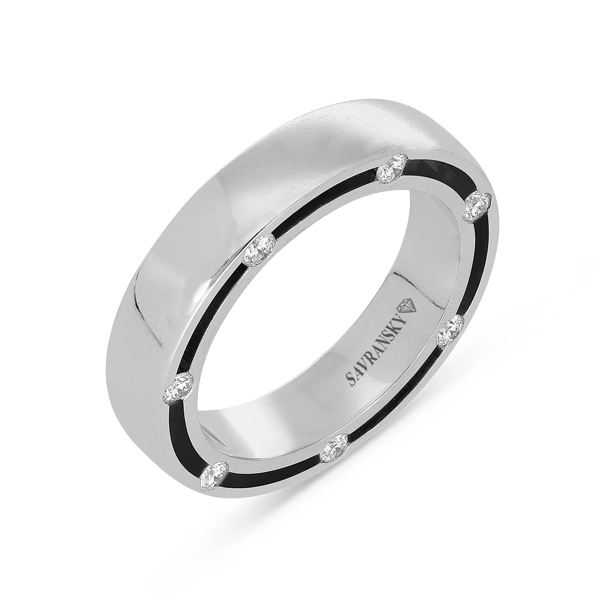 18K White Gold Men's Diamond Wedding Band