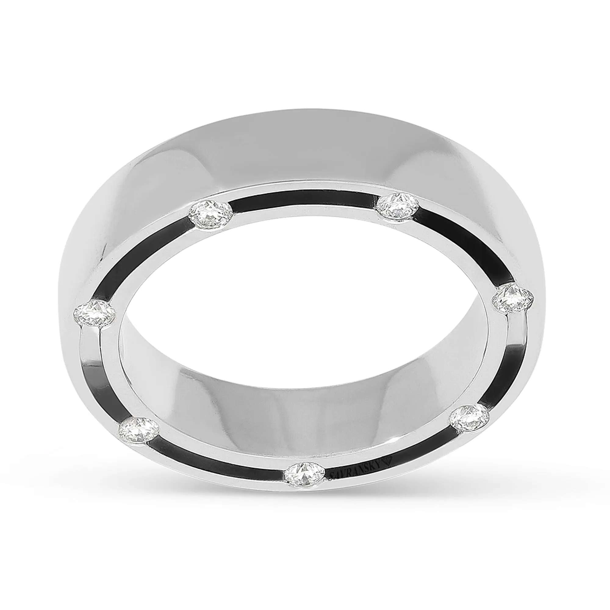 18K White Gold Men's Diamond Wedding Band