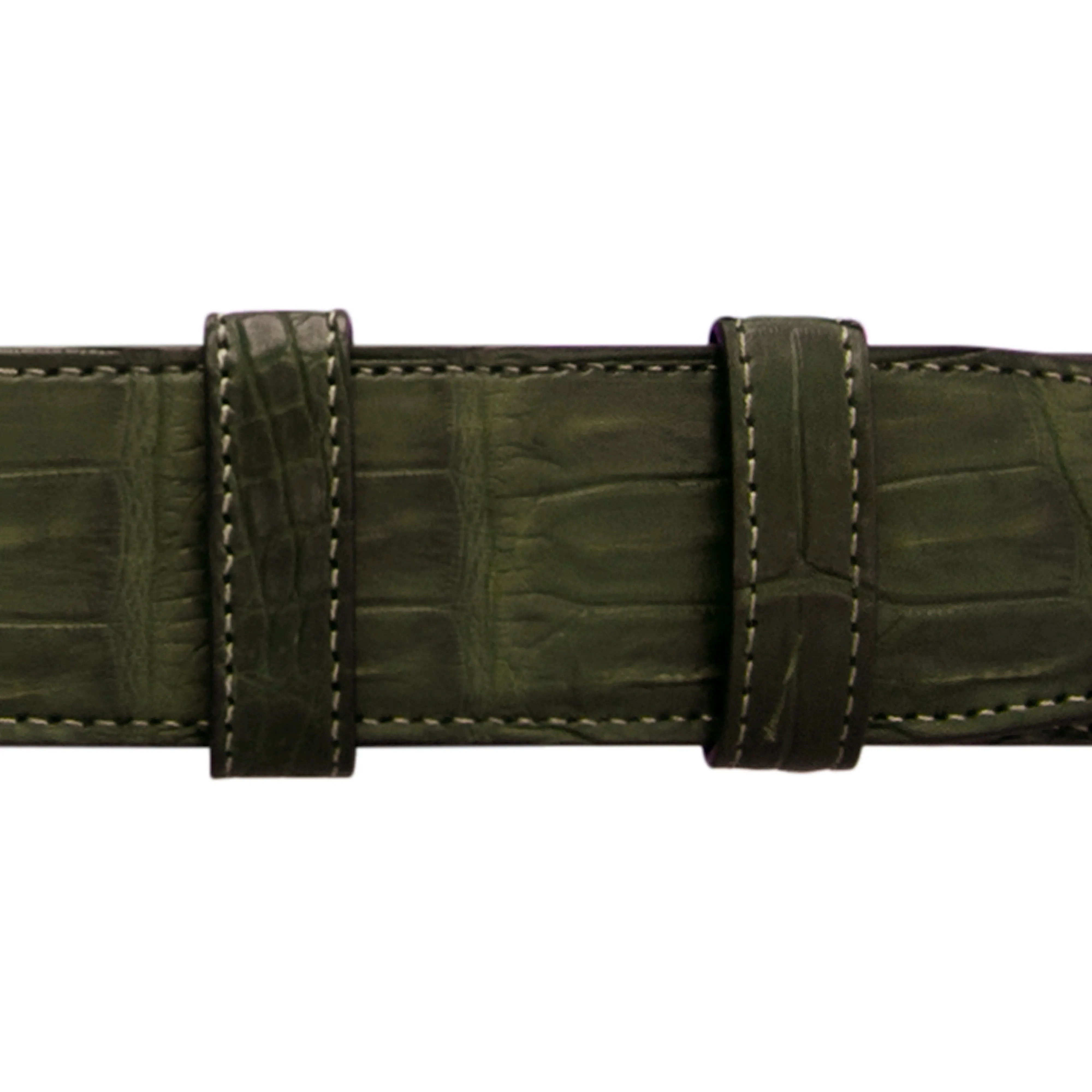1" Olive Seasonal Belt with Winston Dress Buckle in Matt Nickel