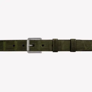 1" Olive Seasonal Belt with Winston Dress Buckle in Matt Nickel