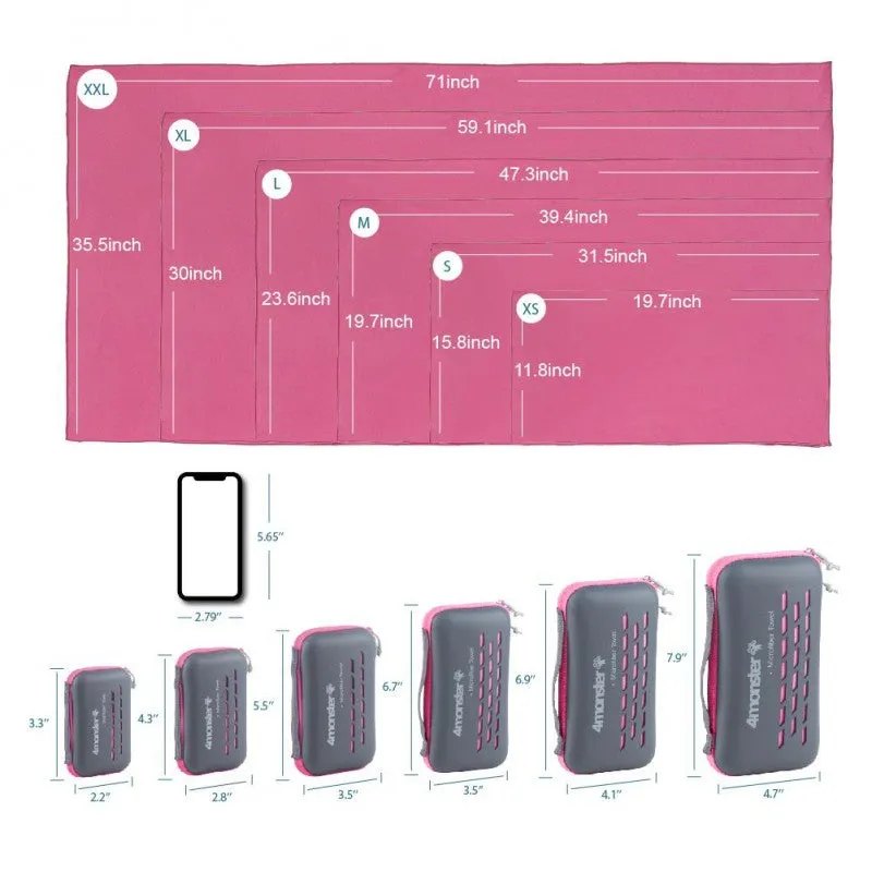 4 Monster - EVA Antibacterial Microfiber Travel Towel XS ( 30X50 CM )
