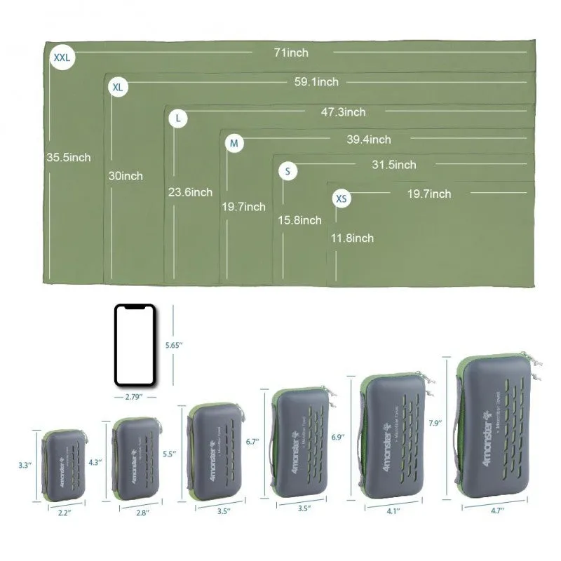 4 Monster - EVA Antibacterial Microfiber Travel Towel XS ( 30X50 CM )