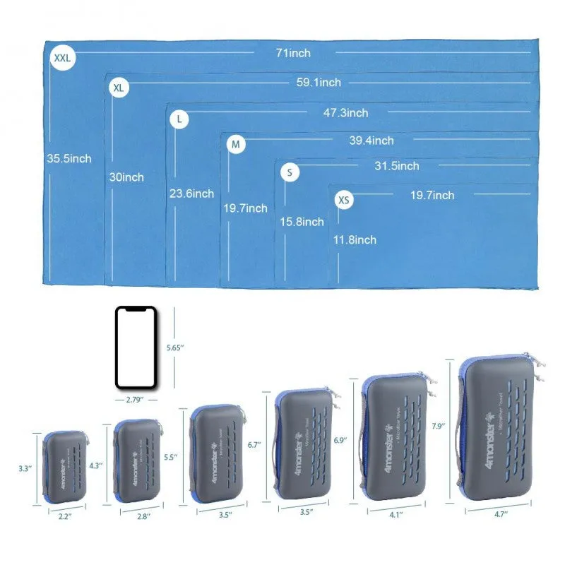 4 Monster - EVA Antibacterial Microfiber Travel Towel XS ( 30X50 CM )