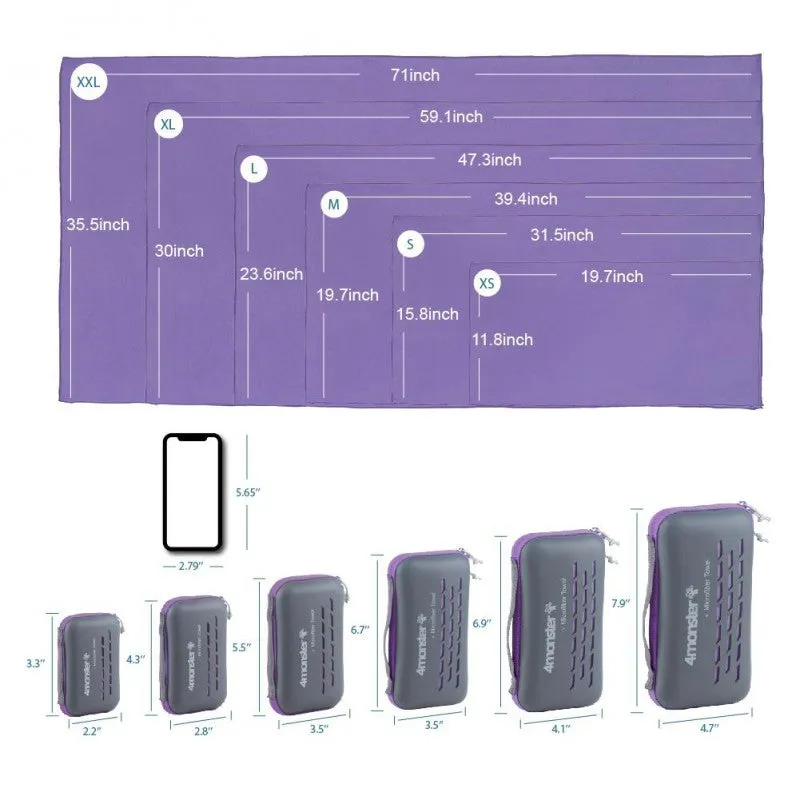 4 Monster - EVA Antibacterial Microfiber Travel Towel XS ( 30X50 CM )