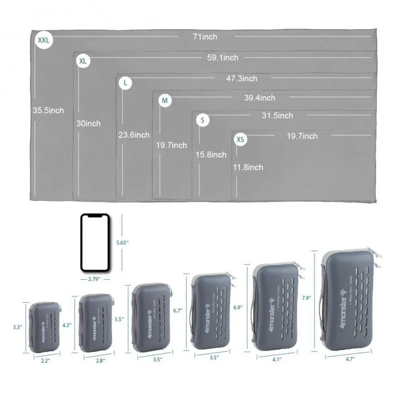 4 Monster - EVA Antibacterial Microfiber Travel Towel XS ( 30X50 CM )