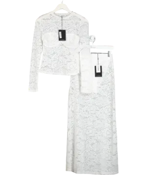 4th & Reckless White Abi Lace Long Sleeve Bust Detail Top And UK 8