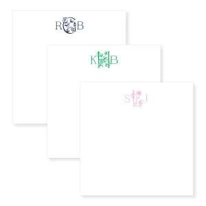 5.5" Square Notepad | floral monogram