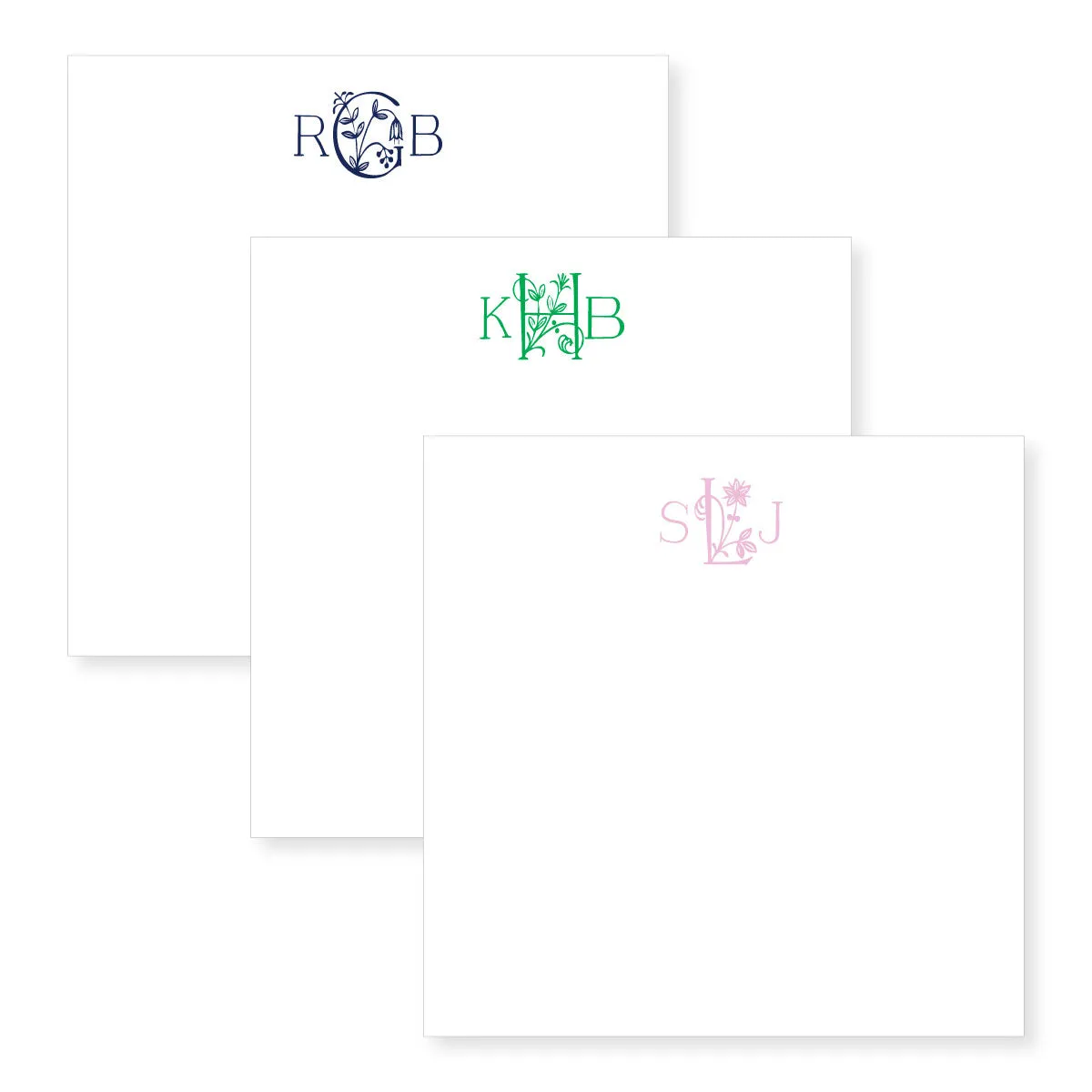 5.5" Square Notepad | floral monogram