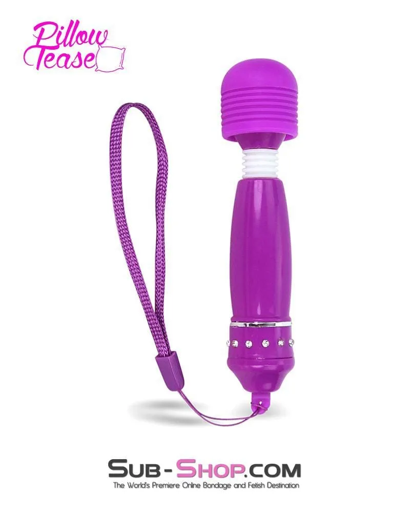 7079S      Purple Jeweled Travel Mini Vibrating Wand - LAST CHANCE - Final Closeout!