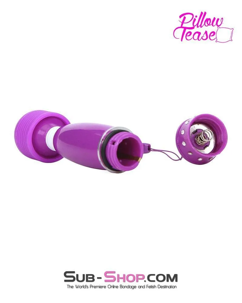 7079S      Purple Jeweled Travel Mini Vibrating Wand - LAST CHANCE - Final Closeout!
