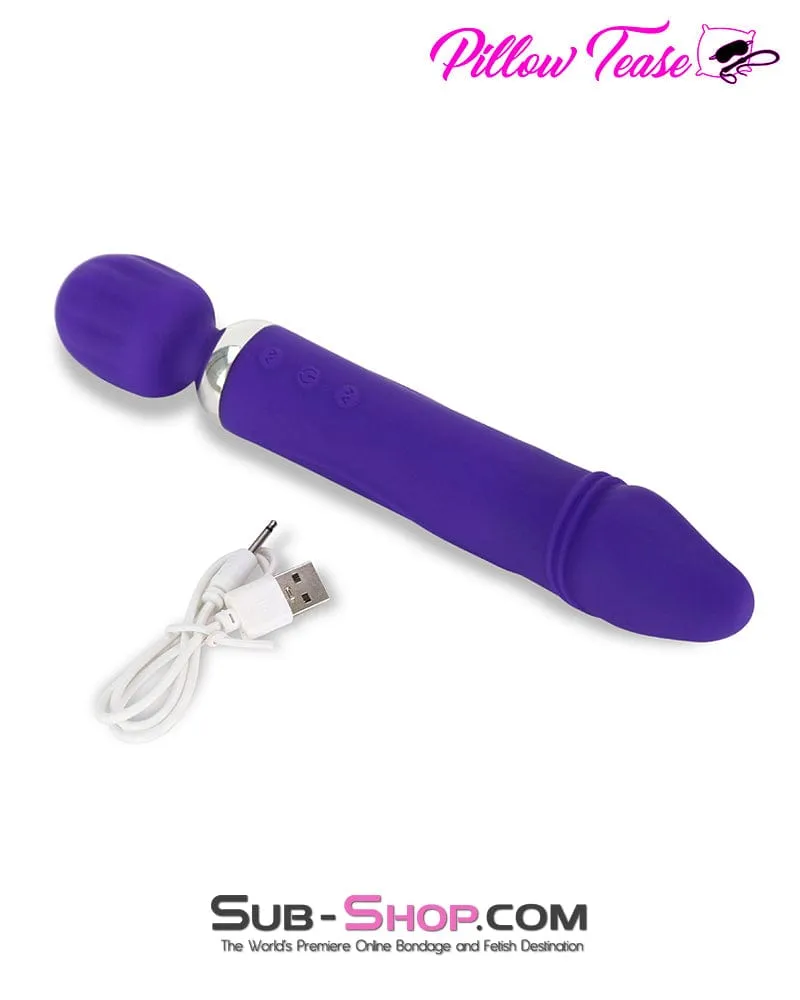 7892M      Dual Motor 12 Function Waterproof Wand Massager with Dildo Head