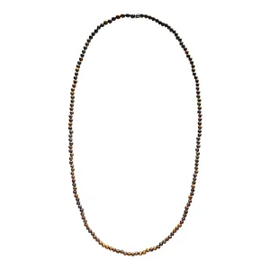 925 Sterling Silver 4.5mm Bronzite Beads Spiritual Endless Necklace 27”