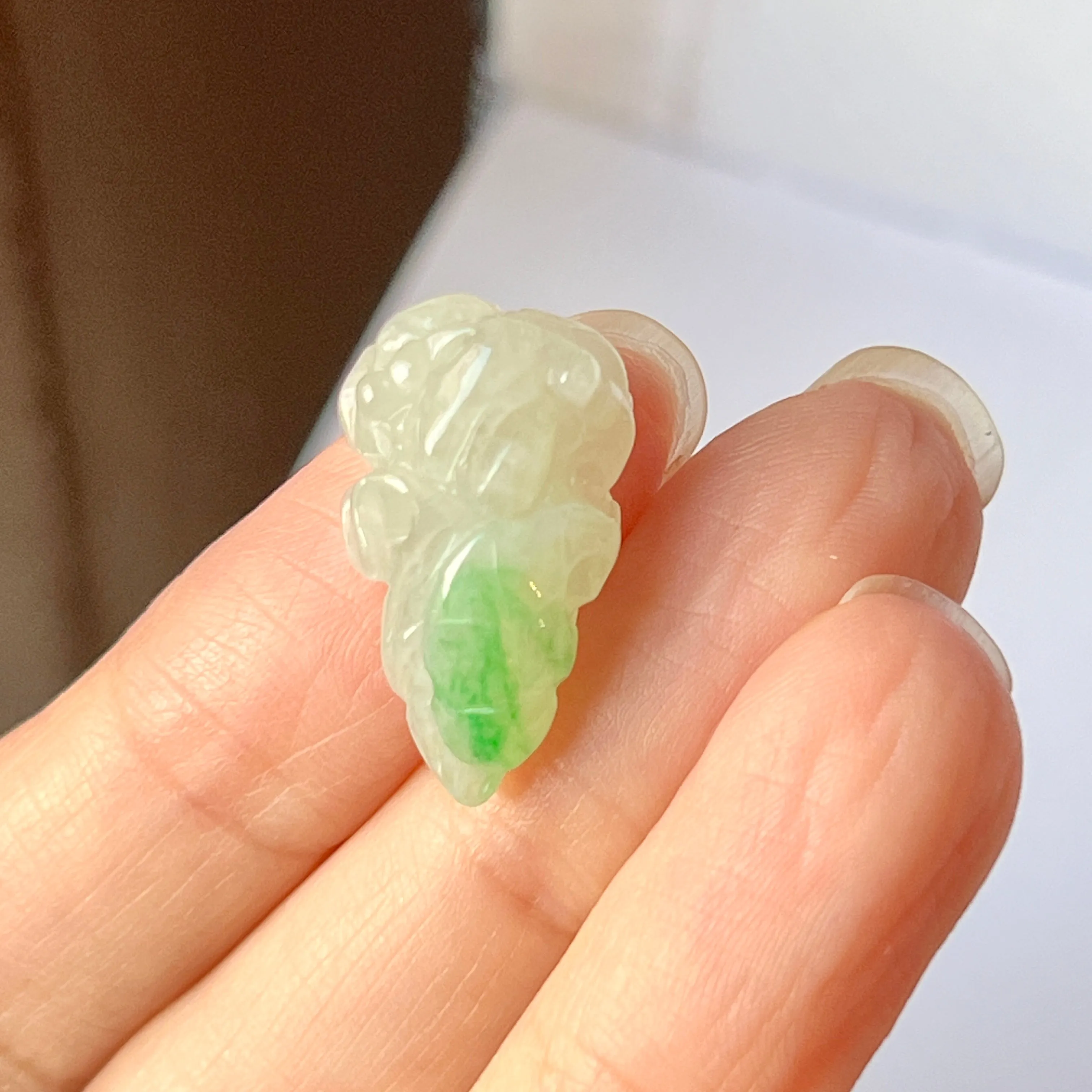 A-Grade Natural Moss on Snow Jadeite Cabbage Piece No.172123