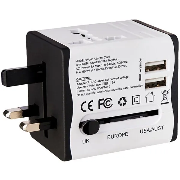 Adventure World Universal Travel Adapter (White)