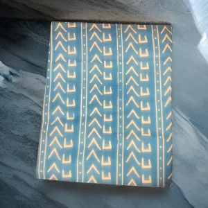 African Light Blue Mud Cloth Print Head Wrap Scarf