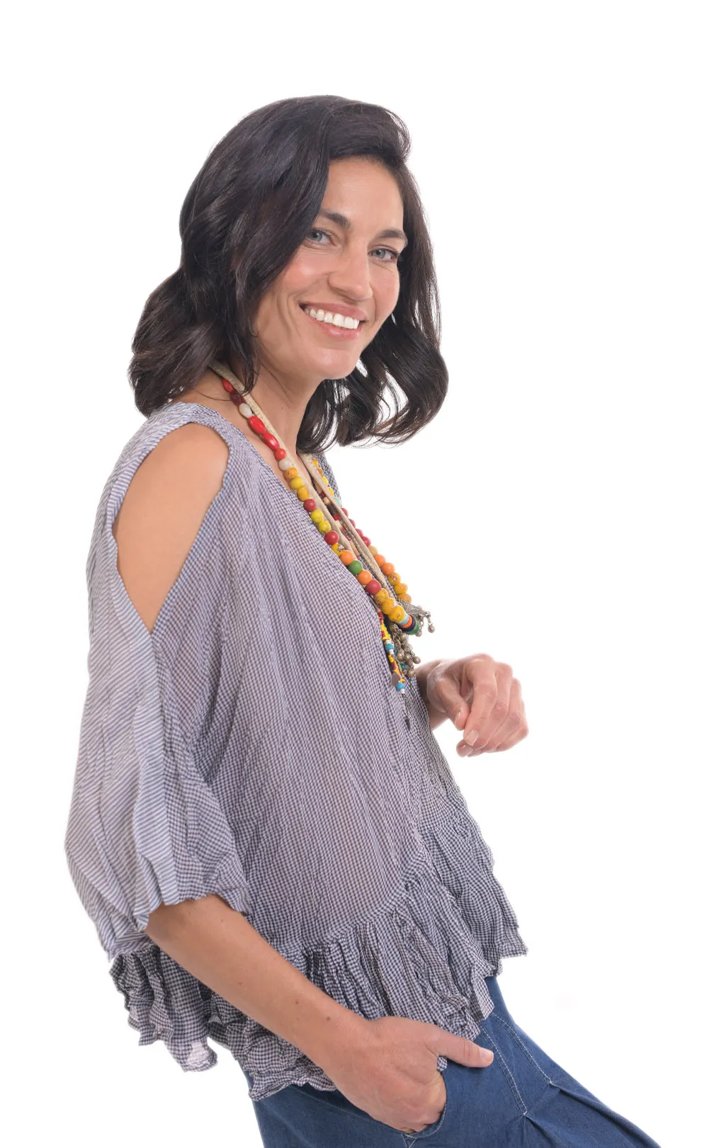 Alembika Gingham Rhys Ruffled Blouse
