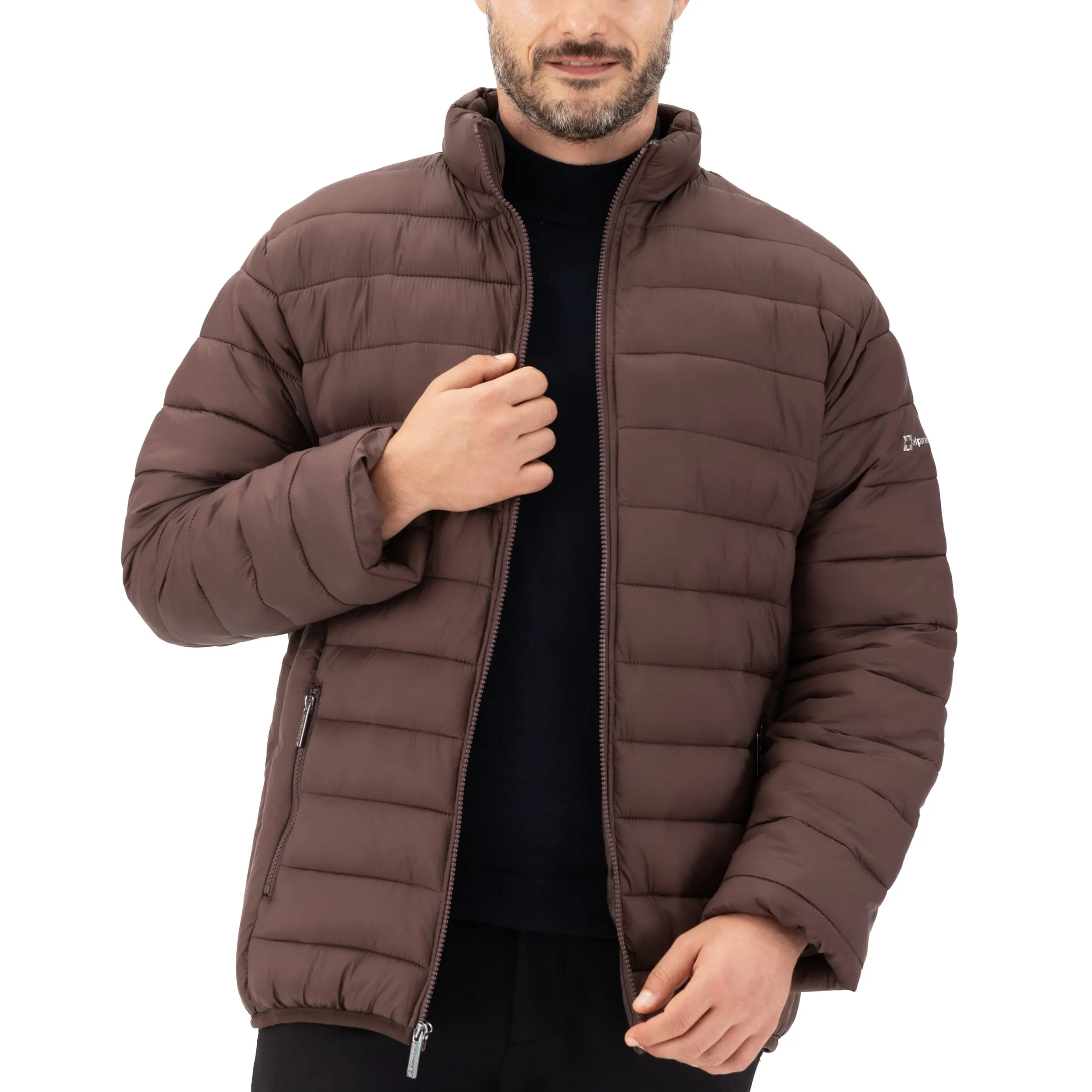 Alpine Swiss Niko Mens Down Alternative Jacket Puffer Coat Packable Warm Insulation & Lightweight Brown XL