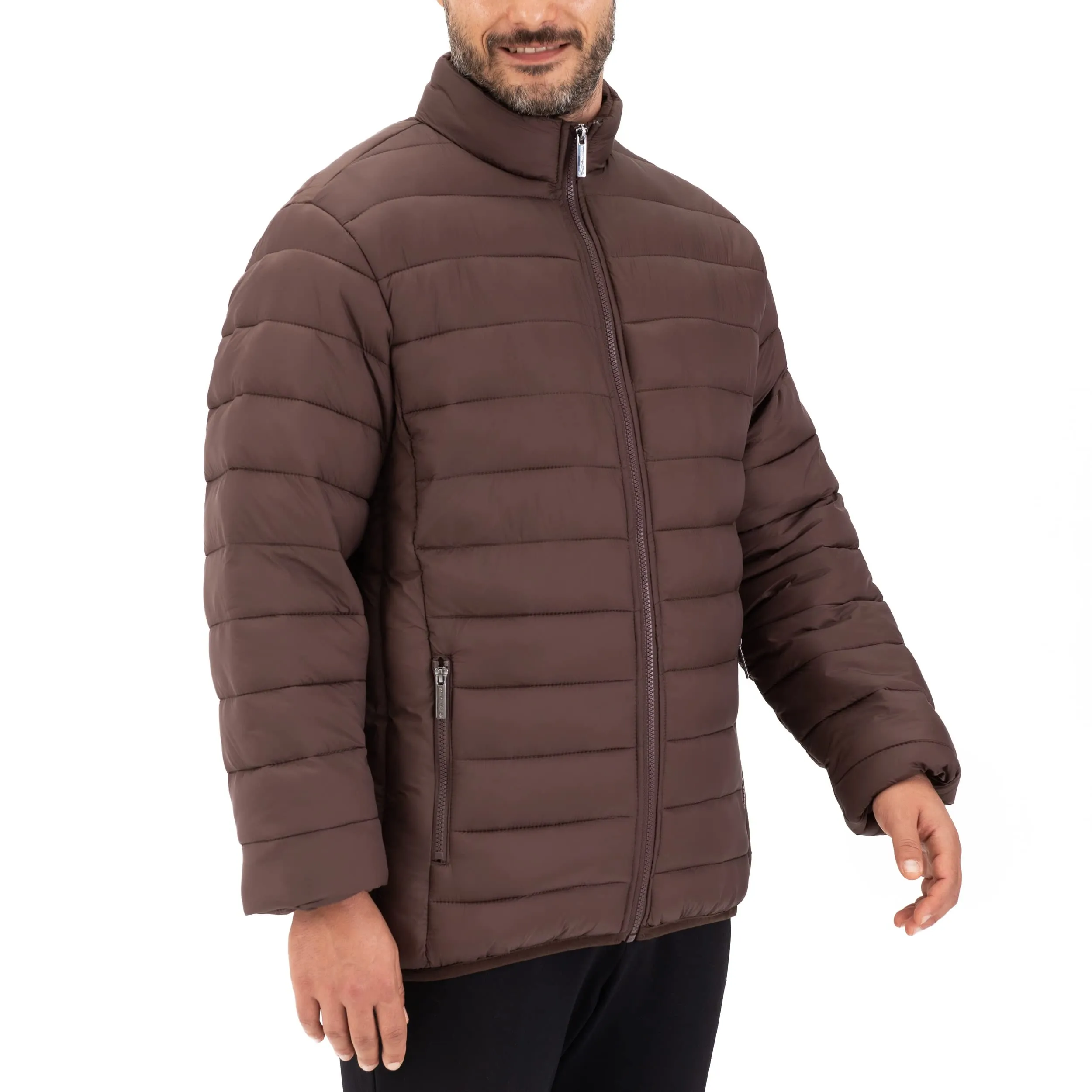 Alpine Swiss Niko Mens Down Alternative Jacket Puffer Coat Packable Warm Insulation & Lightweight Brown XL