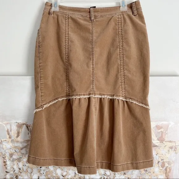 Anthropologie Louie Corduroy Skirt Size 6 Boho Fringe