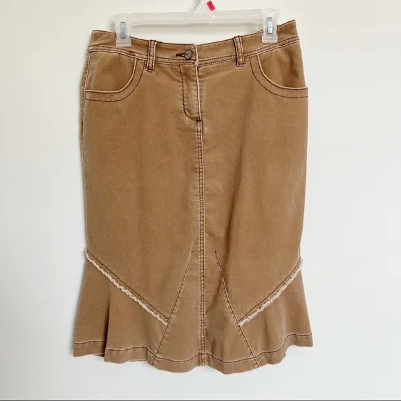 Anthropologie Louie Corduroy Skirt Size 6 Boho Fringe