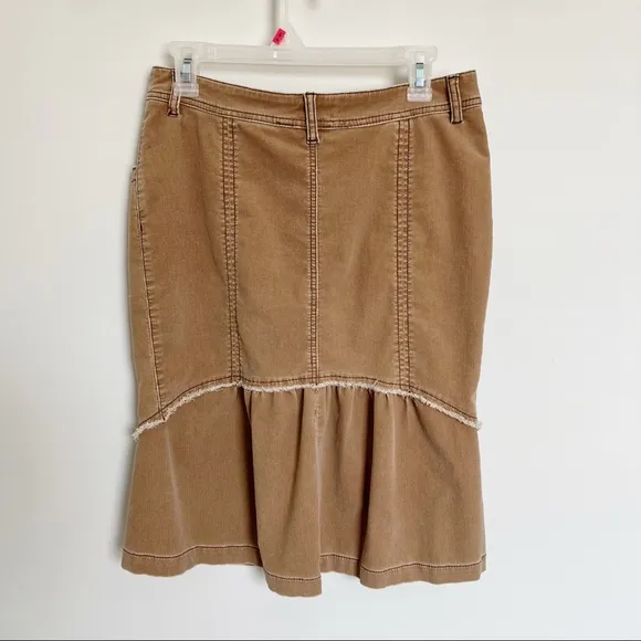 Anthropologie Louie Corduroy Skirt Size 6 Boho Fringe