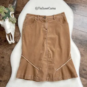 Anthropologie Louie Corduroy Skirt Size 6 Boho Fringe
