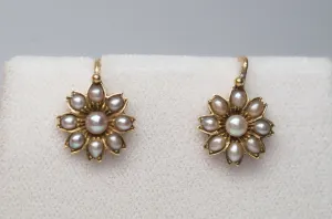 ANTIQUE SEED PEARL AND GOLD DIAMOND EARRINGS