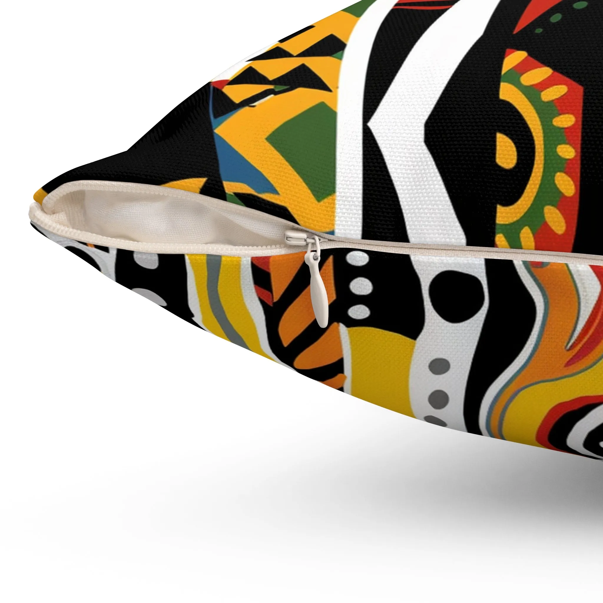 Artistic Spun Polyester Square Pillow - Vibrant Tribal Patterns for Home Décor