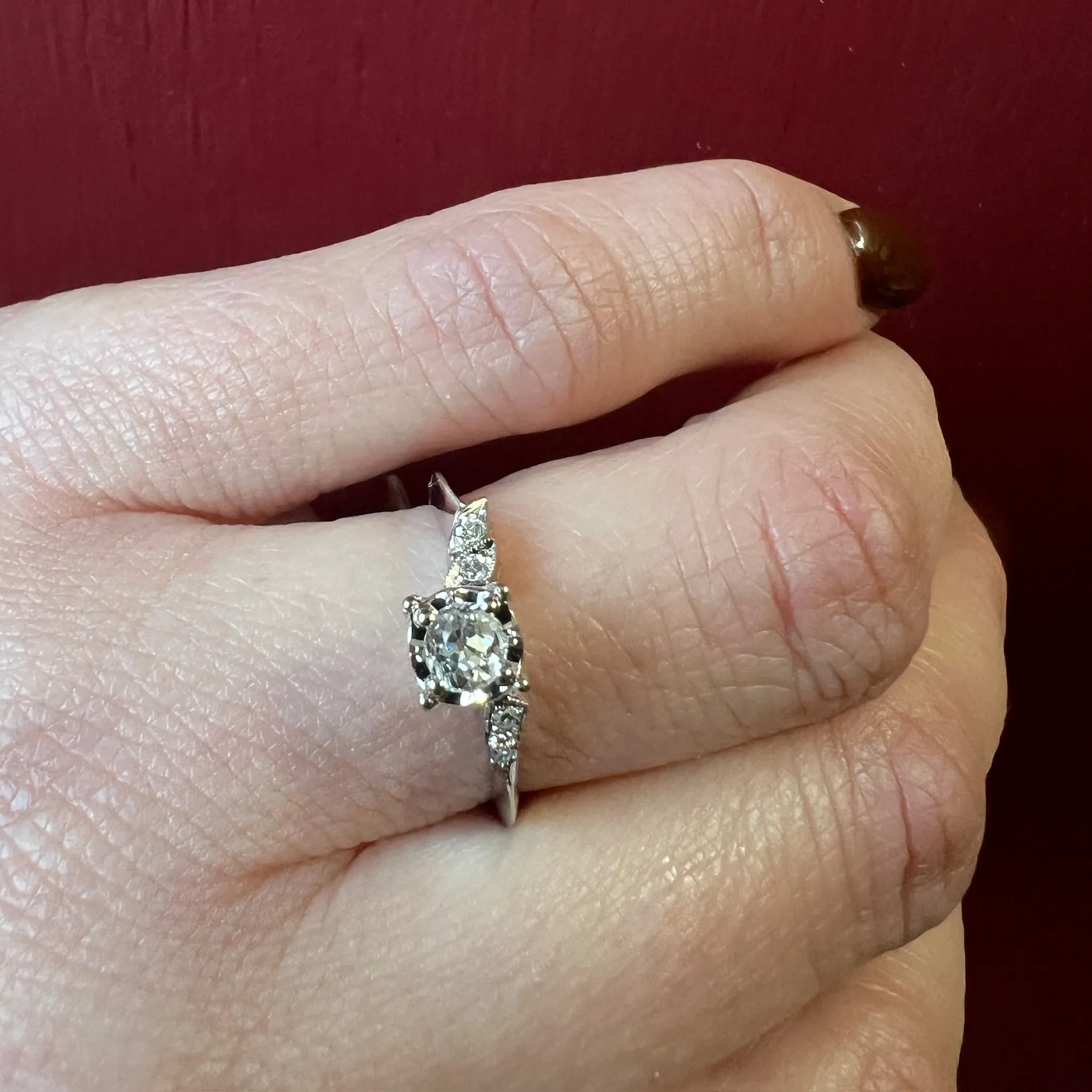 Asymmetric New Old Stock Diamond Engagement Ring