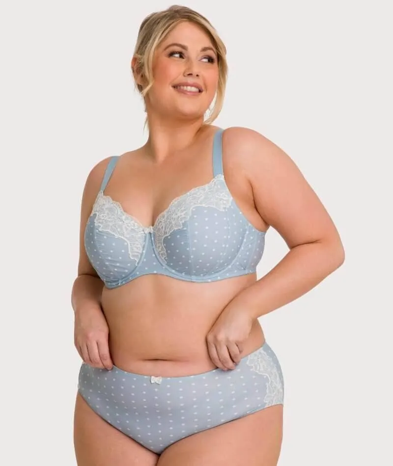 Ava & Audrey Jacqueline Full Brief with Lace - Blue/Ivory