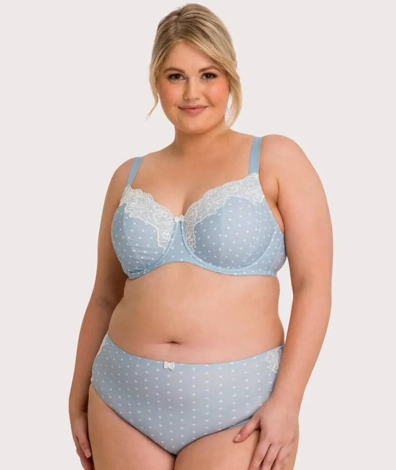 Ava & Audrey Jacqueline Full Brief with Lace - Blue/Ivory