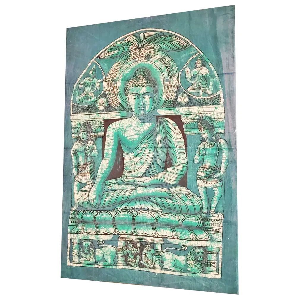 Batik Theme Buddha in Enlightenment Vintage Tapestry Banner