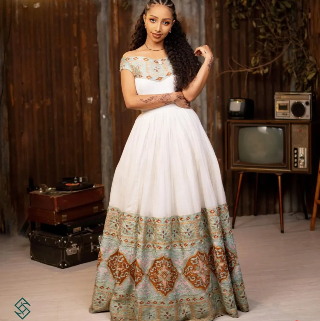 Berry Modern Habesha Dress