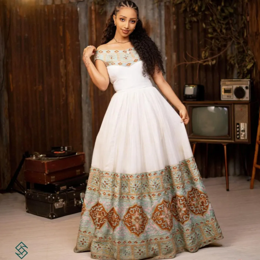 Berry Modern Habesha Dress